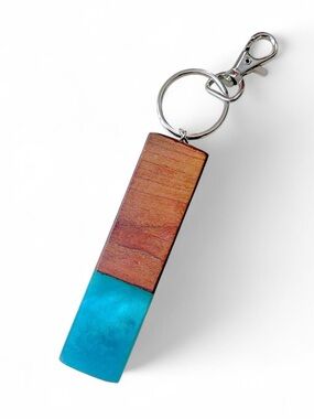 Turquoise and Wood Resin Key chain